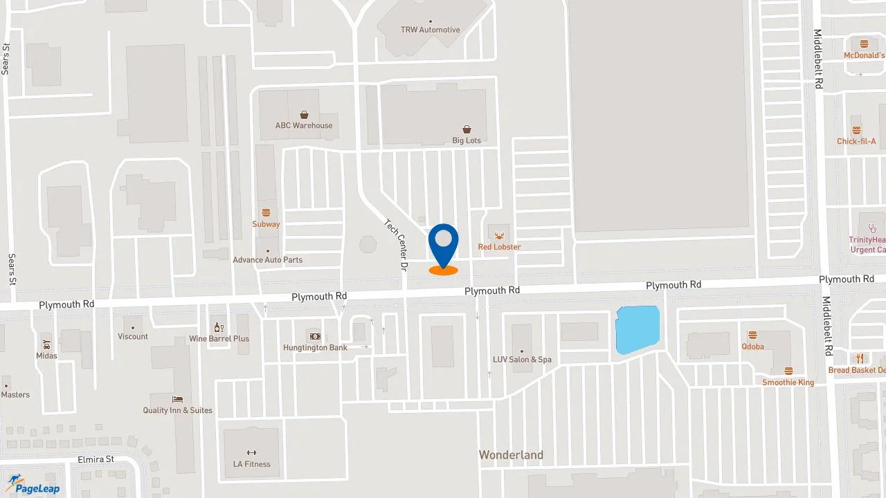 https://pageleap.com map showing location of Haraz Coffee House in Livonia.