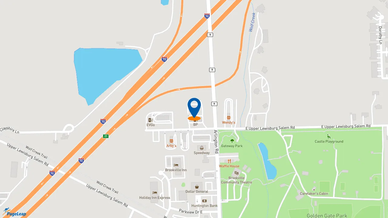 https://pageleap.com map showing location of Hardee&#039;s in Brookville.