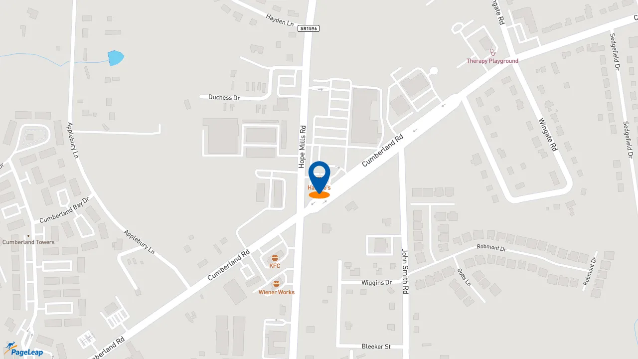 https://pageleap.com map showing location of Hardee&#039;s in Fayetteville.