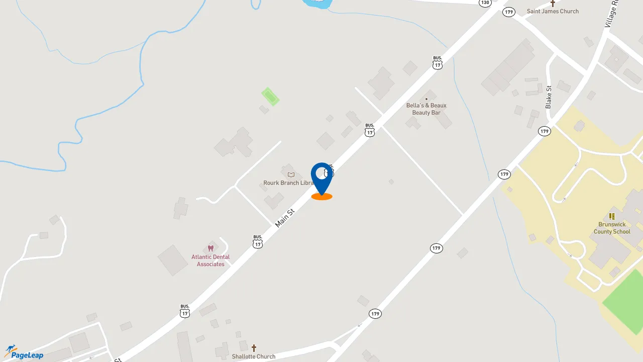https://pageleap.com map showing location of Hardee&#039;s in Shallotte.