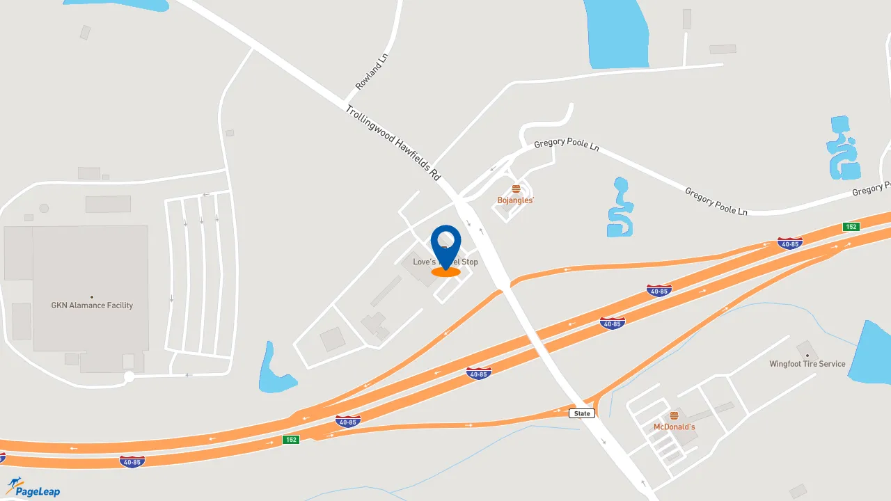 https://pageleap.com map showing location of Hardee&#039;s in Mebane.