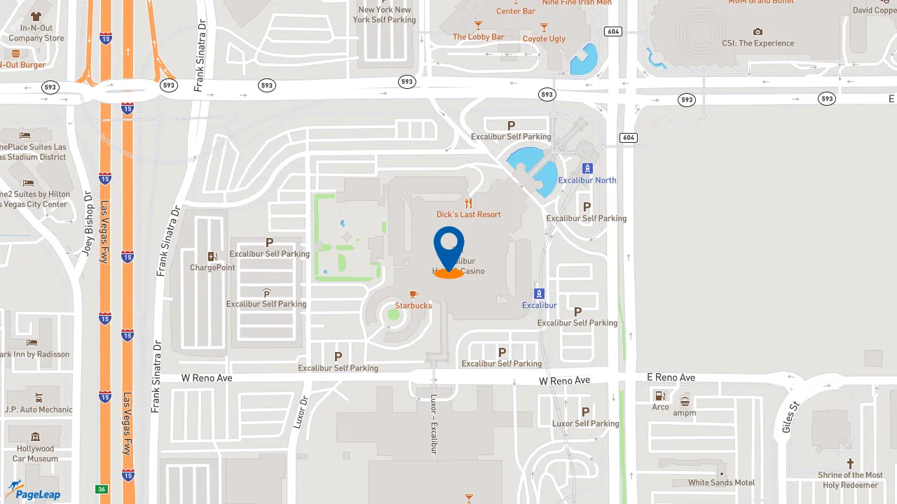 https://pageleap.com map showing location of Hot Dog on a Stick in Las Vegas.