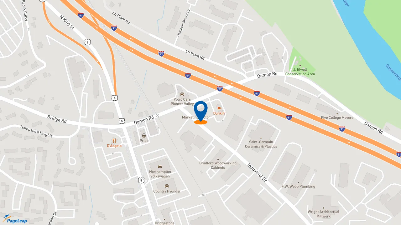 https://pageleap.com map showing location of Hot Head Burritos in Northampton.