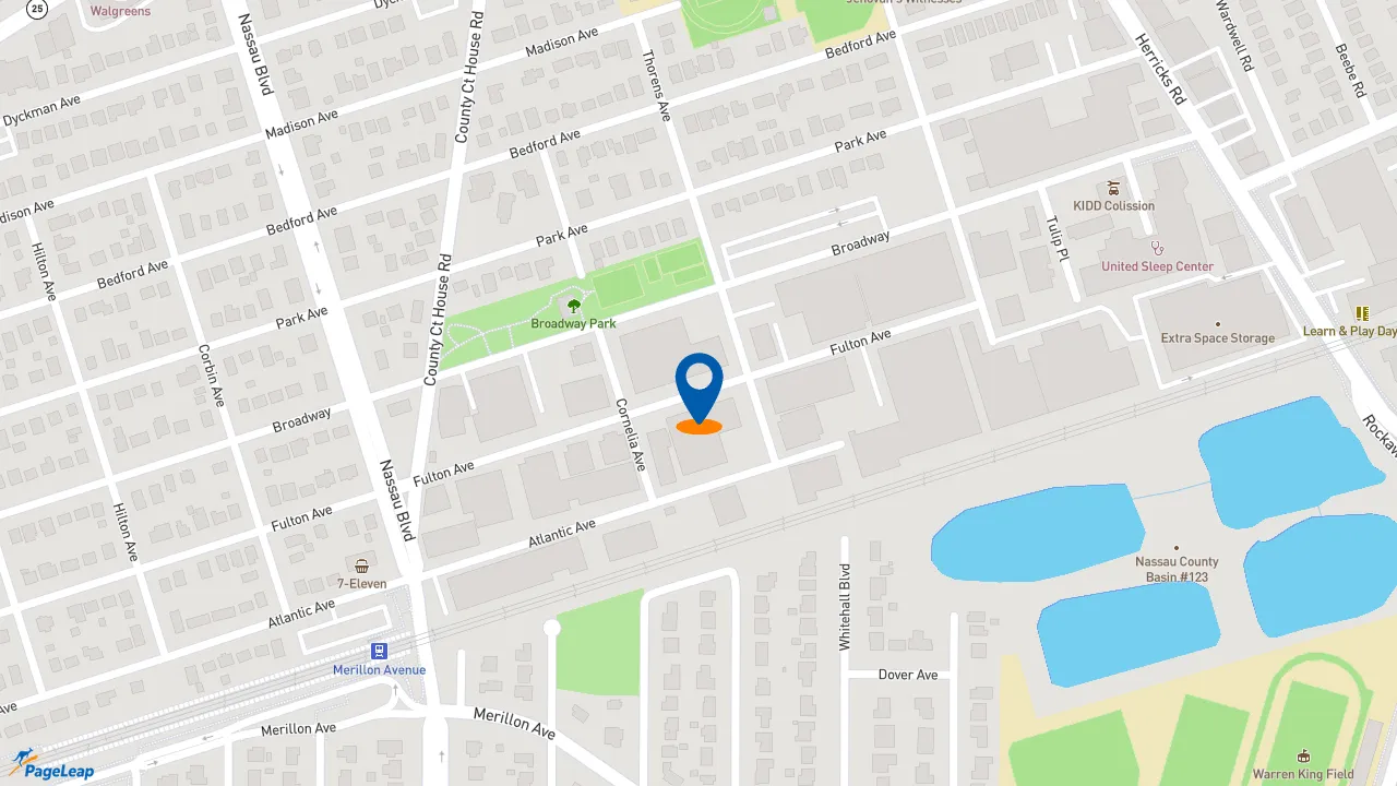 https://pageleap.com map showing location of Hub Spring in Garden City Park.