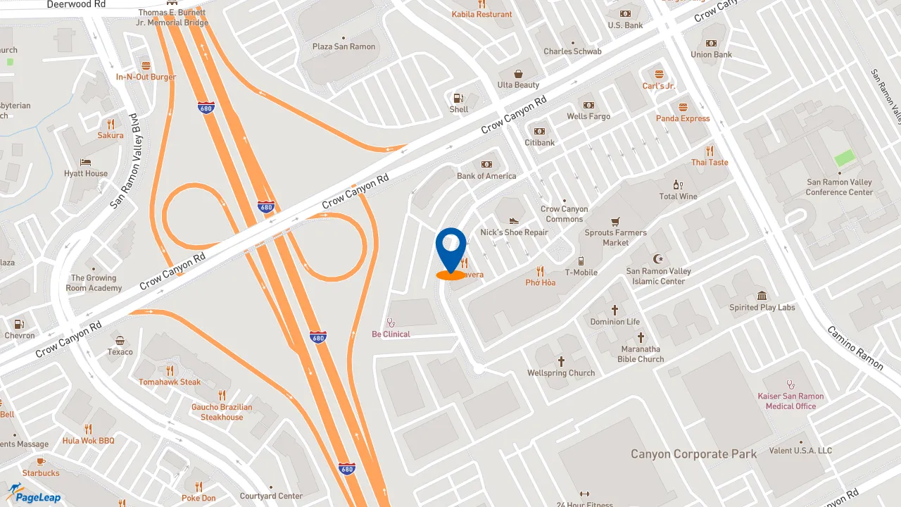 https://pageleap.com map showing location of Ike&#039;s Love &amp; Sandwiches in San Ramon.