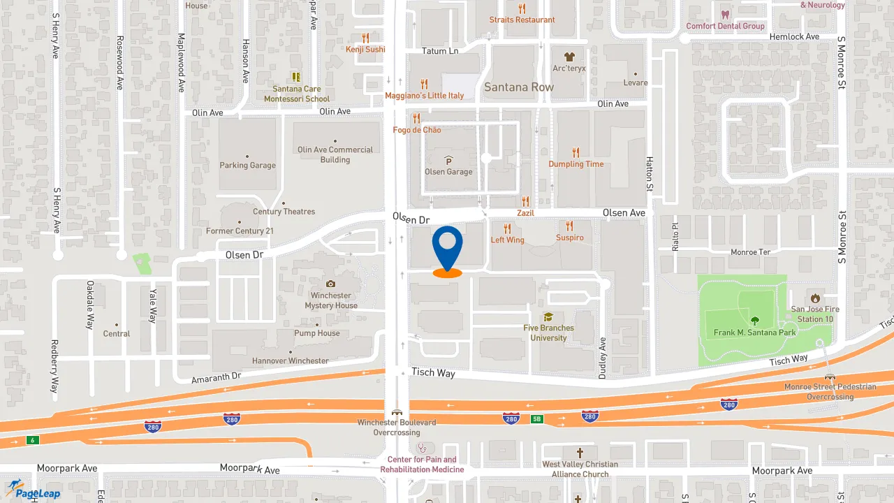 https://pageleap.com map showing location of Ike&#039;s Love &amp; Sandwiches in San Jose.