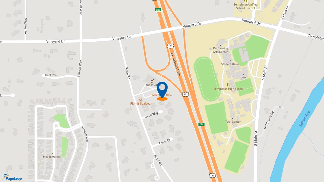 https://pageleap.com map showing location of Ike&#039;s Love &amp; Sandwiches in Templeton.