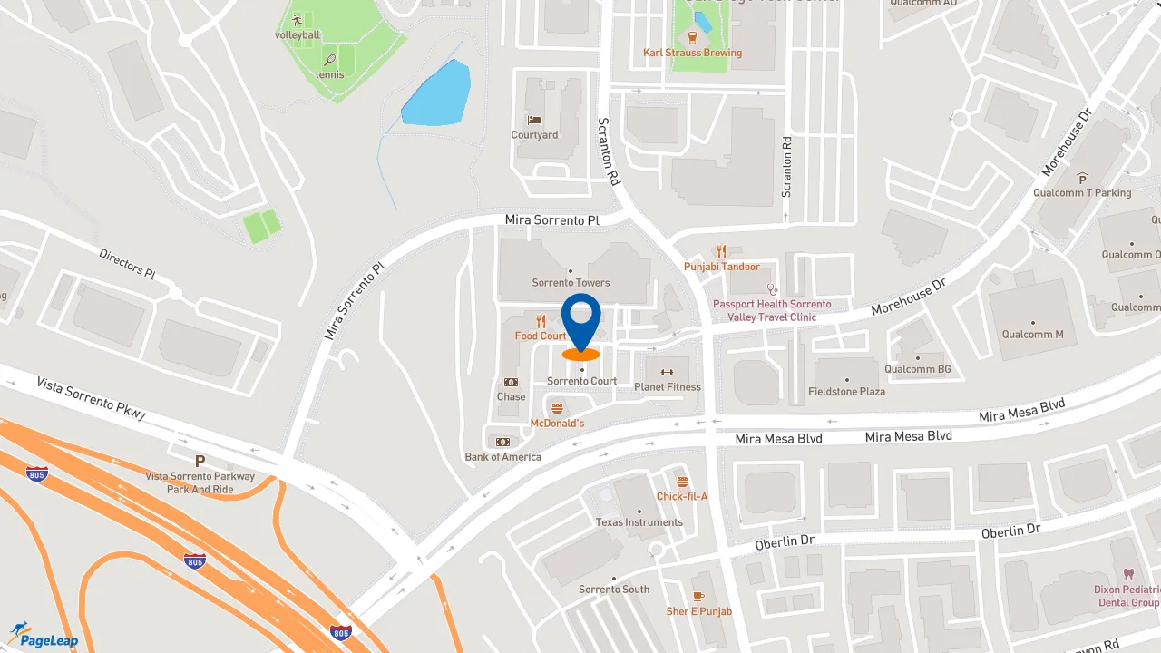 https://pageleap.com map showing location of Ike&#039;s Love &amp; Sandwiches in San Diego.