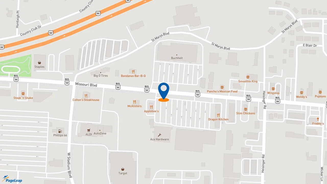 https://pageleap.com map showing location of Jack in the Box - CLOSED in Jefferson City.