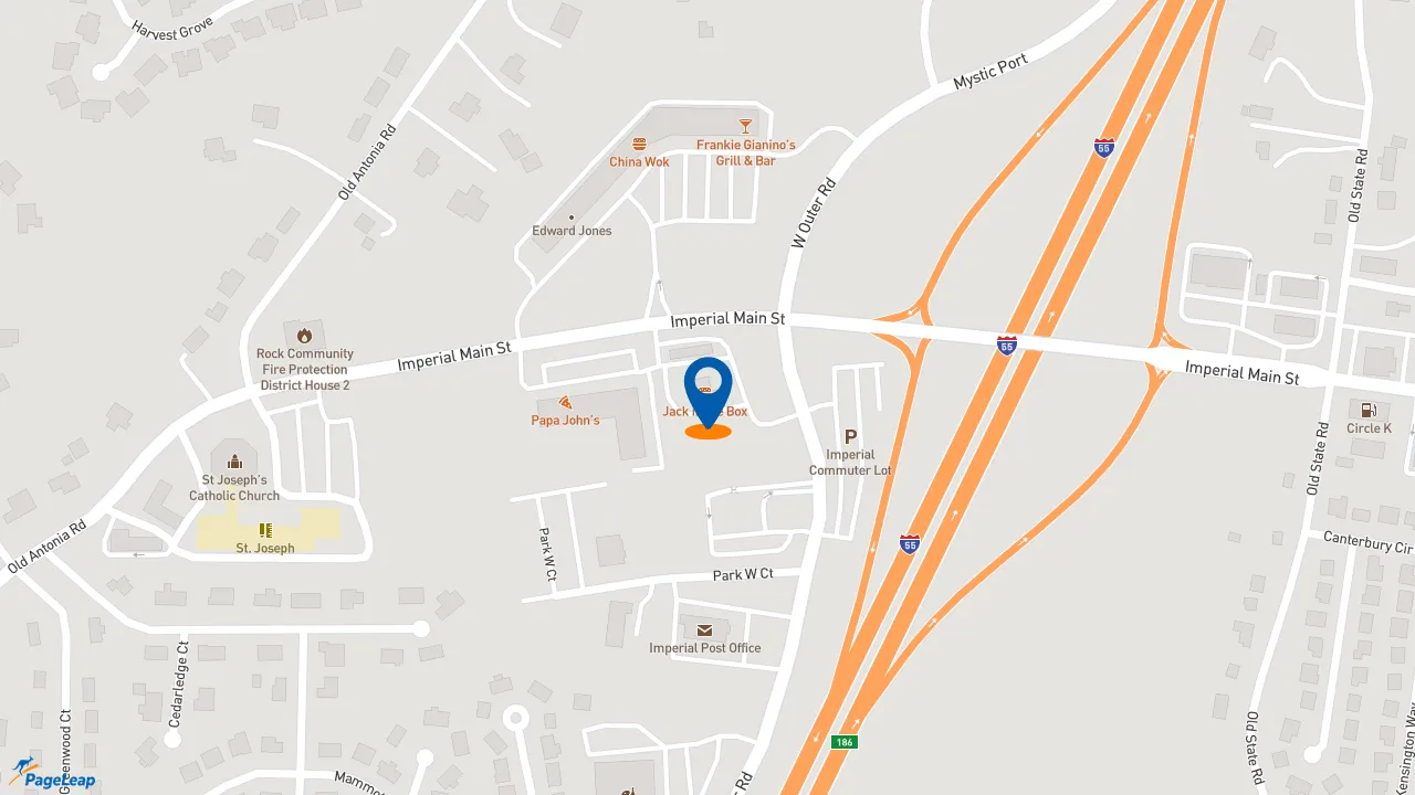 https://pageleap.com map showing location of Jack in the Box in Imperial.
