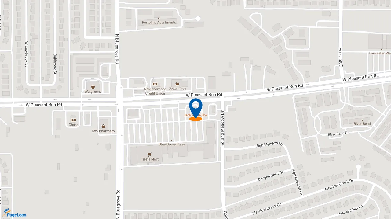 https://pageleap.com map showing location of Jack in the Box in Lancaster.