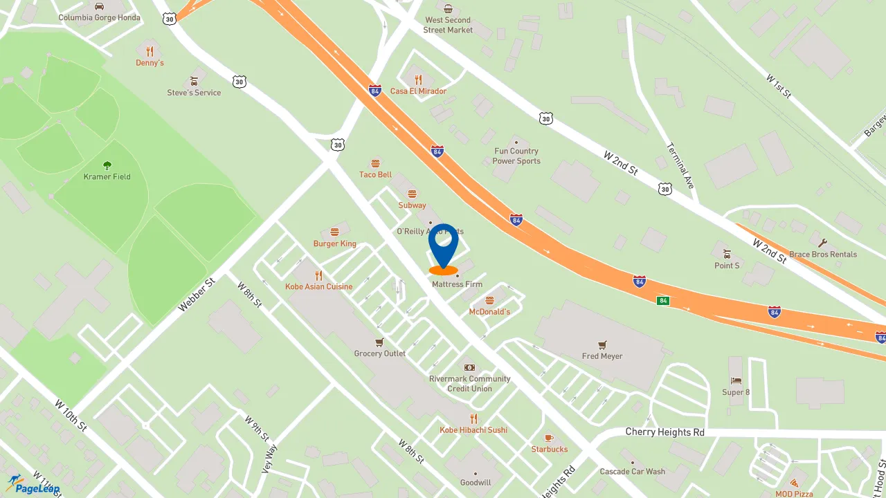 https://pageleap.com map showing location of Jack in the Box in The Dalles.
