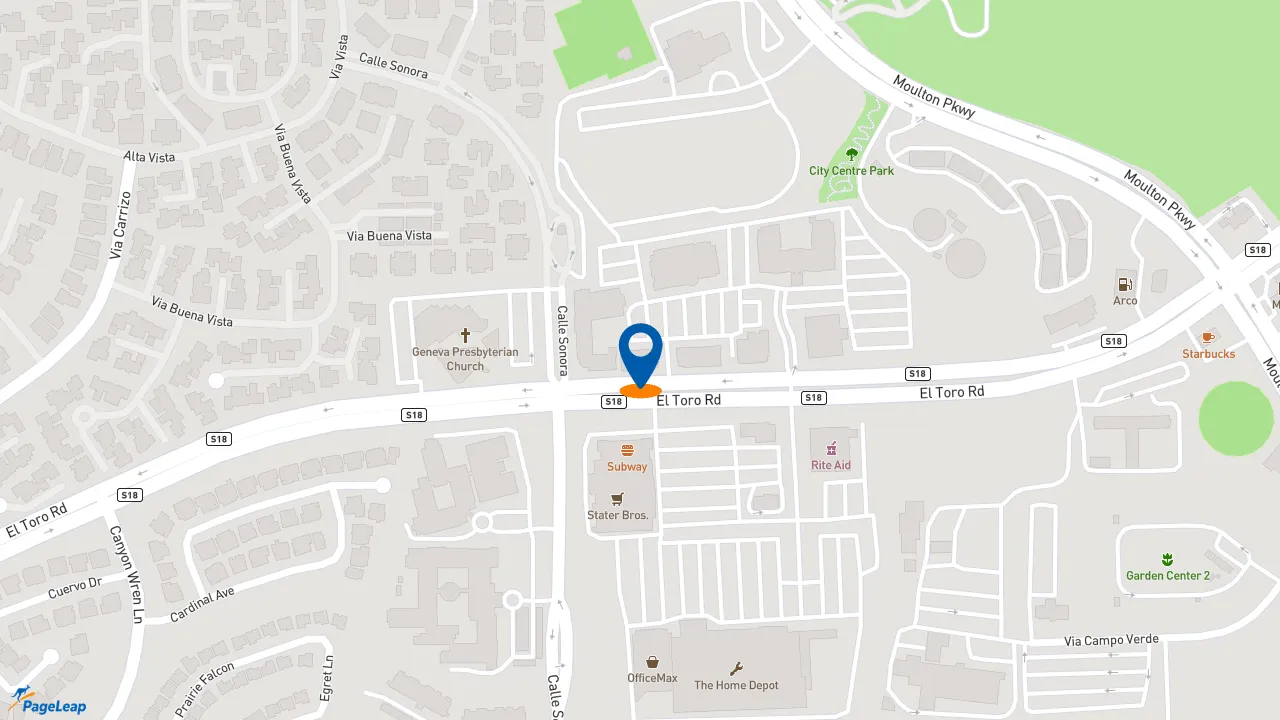 https://pageleap.com map showing location of Jersey Mike&#039;s Subs in Laguna Woods.