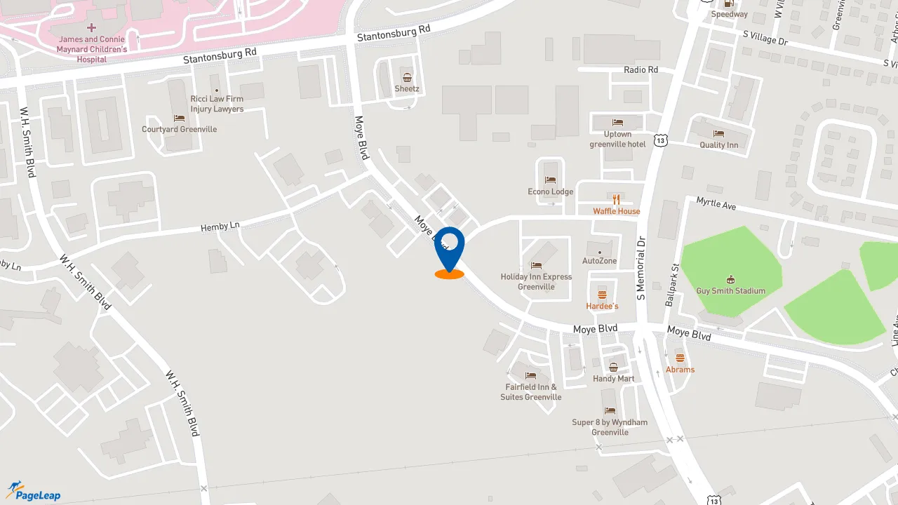 https://pageleap.com map showing location of Jersey Mike&#039;s Subs in Greenville.
