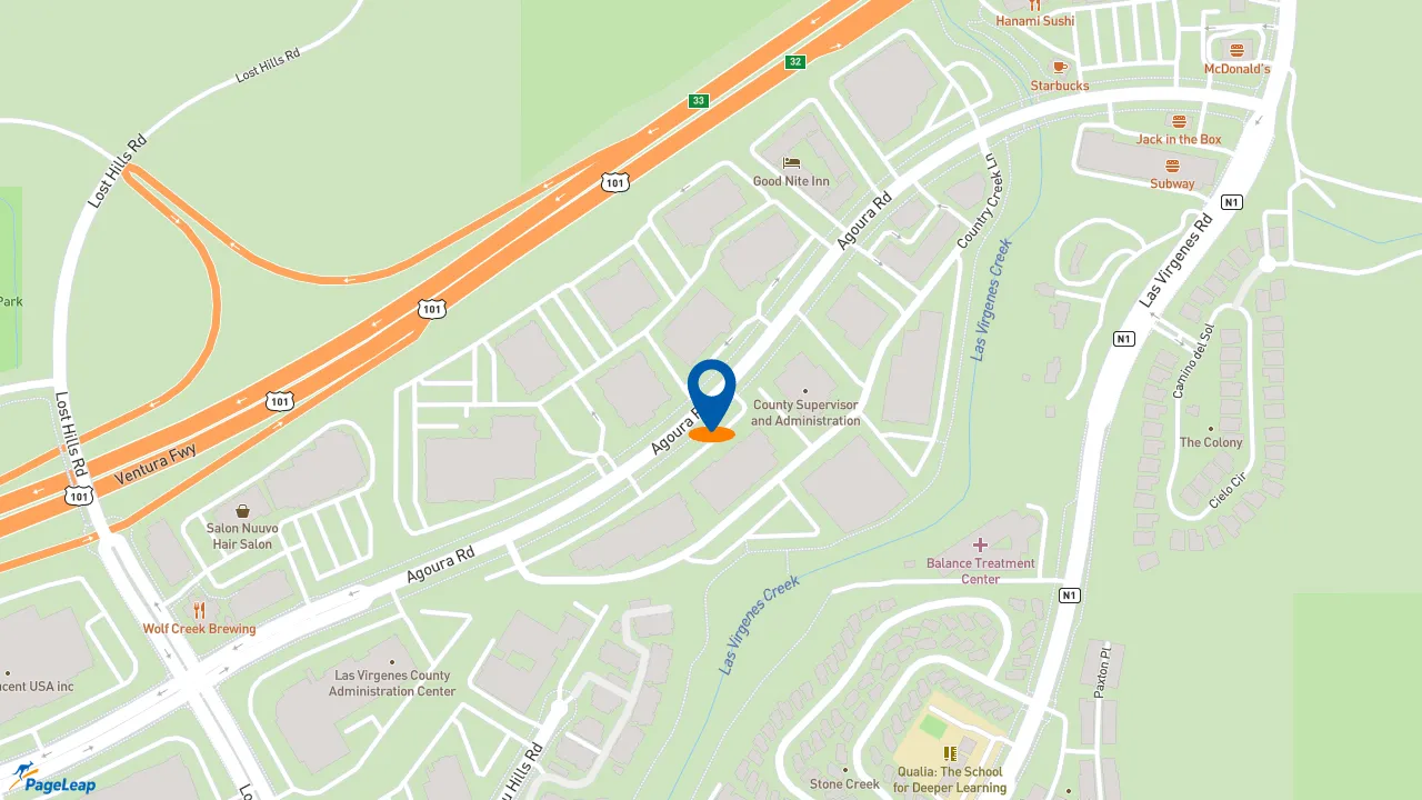 https://pageleap.com map showing location of Jersey Mike&#039;s Subs in Calabasas.