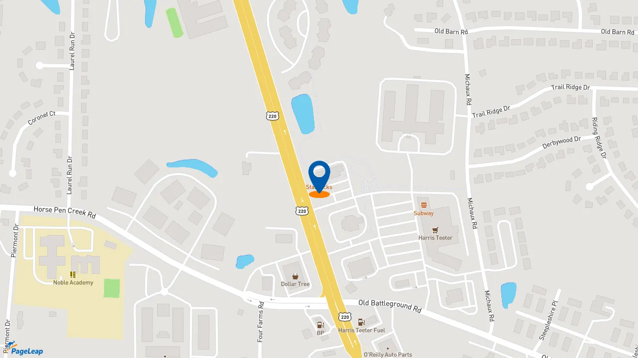 https://pageleap.com map showing location of Jersey Mike&#039;s Subs in Greensboro.