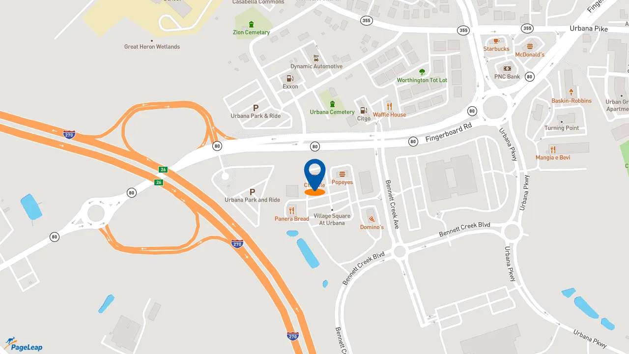 https://pageleap.com map showing location of Jersey Mike&#039;s Subs in Urbana.