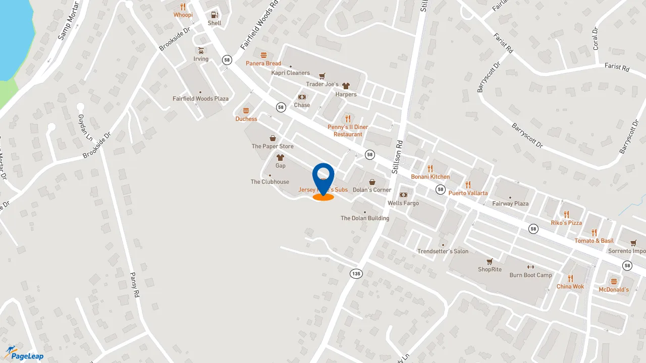 https://pageleap.com map showing location of Jersey Mike&#039;s Subs in Fairfield.
