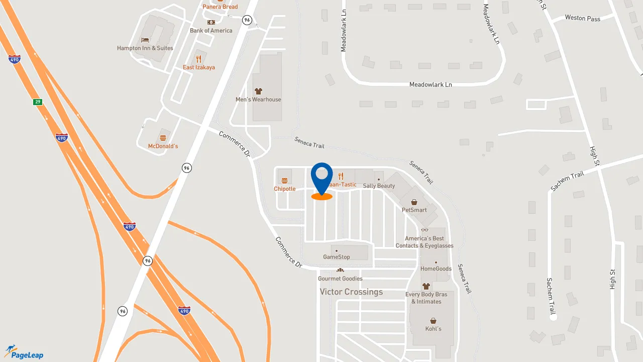 https://pageleap.com map showing location of Jersey Mike&#039;s Subs in Victor.