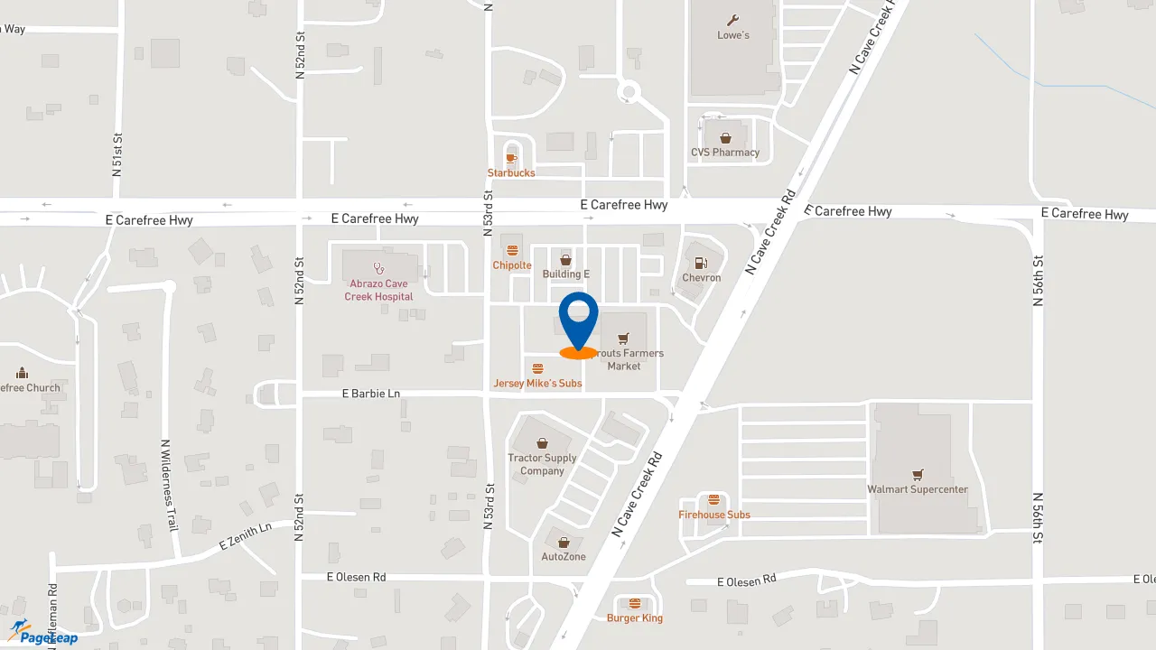 https://pageleap.com map showing location of Jersey Mike&#039;s Subs in Cave Creek.