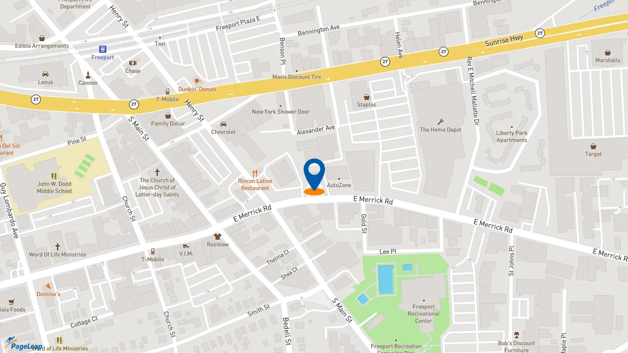 https://pageleap.com map showing location of Jersey Mike&#039;s Subs in Freeport.