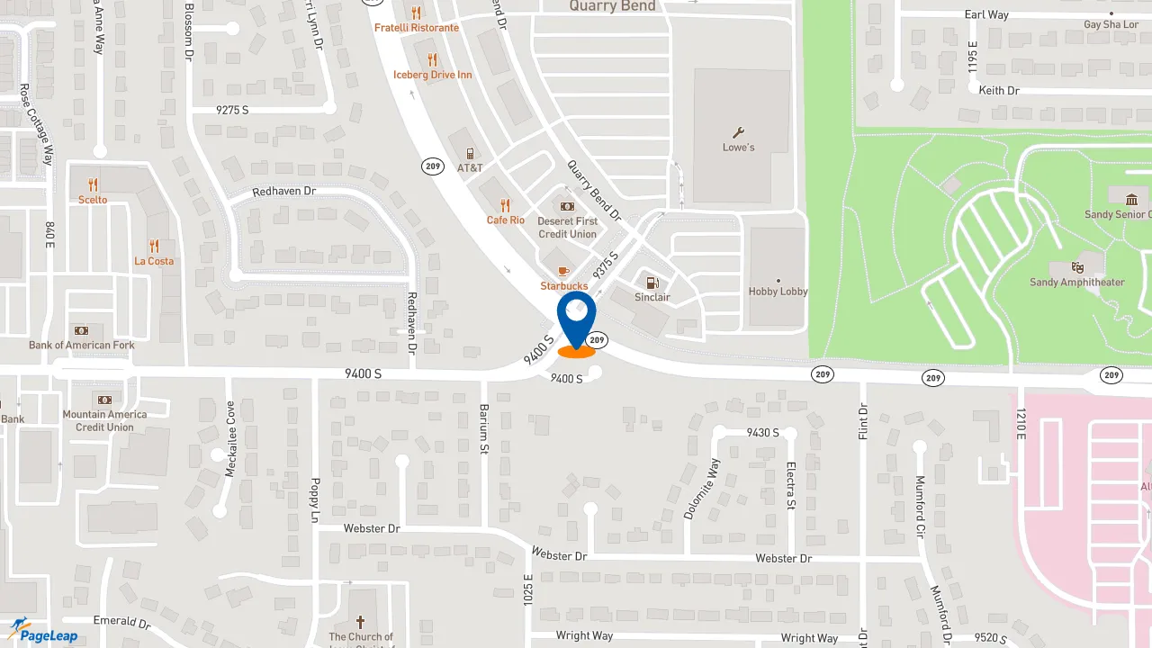 https://pageleap.com map showing location of Jersey Mike&#039;s Subs in Sandy.
