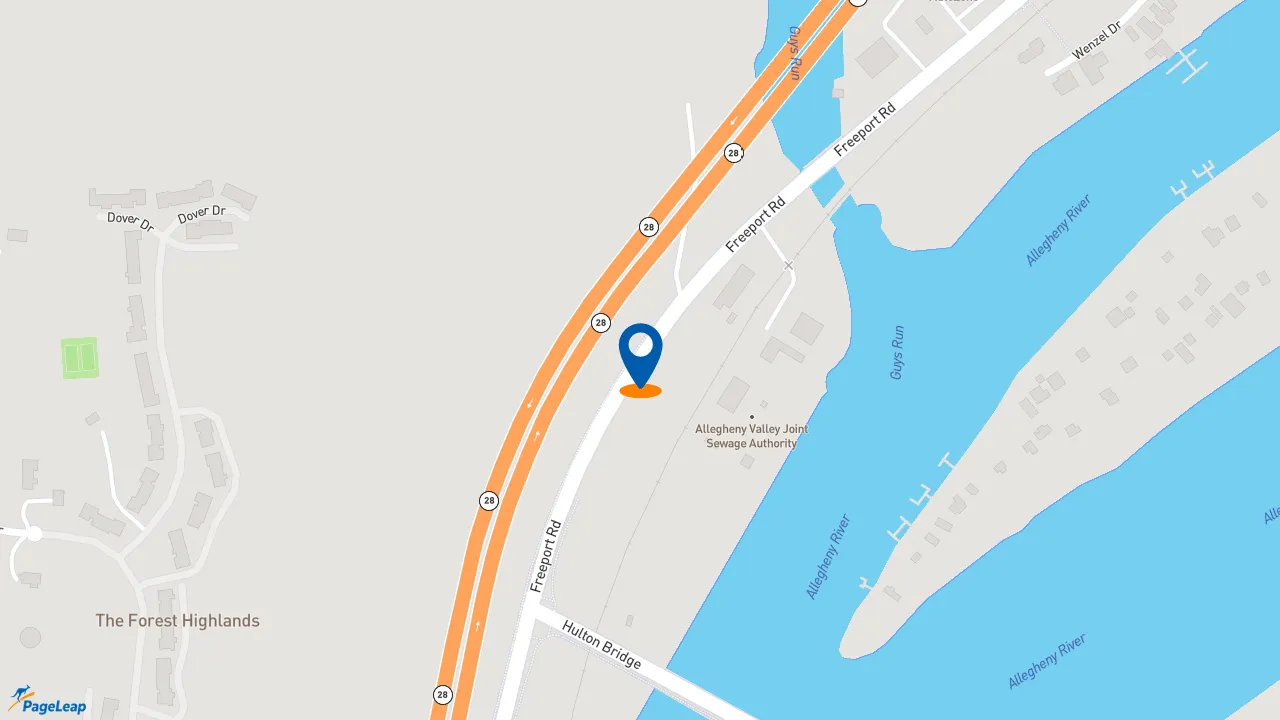 https://pageleap.com map showing location of Jersey Mike&#039;s Subs in Harmarville.