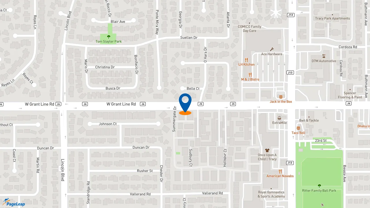 https://pageleap.com map showing location of Jersey Mike&#039;s Subs in Tracy.