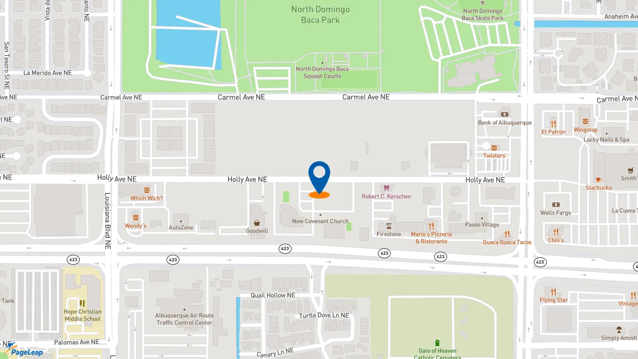 https://pageleap.com map showing location of Jersey Mike&#039;s Subs in Albuquerque.