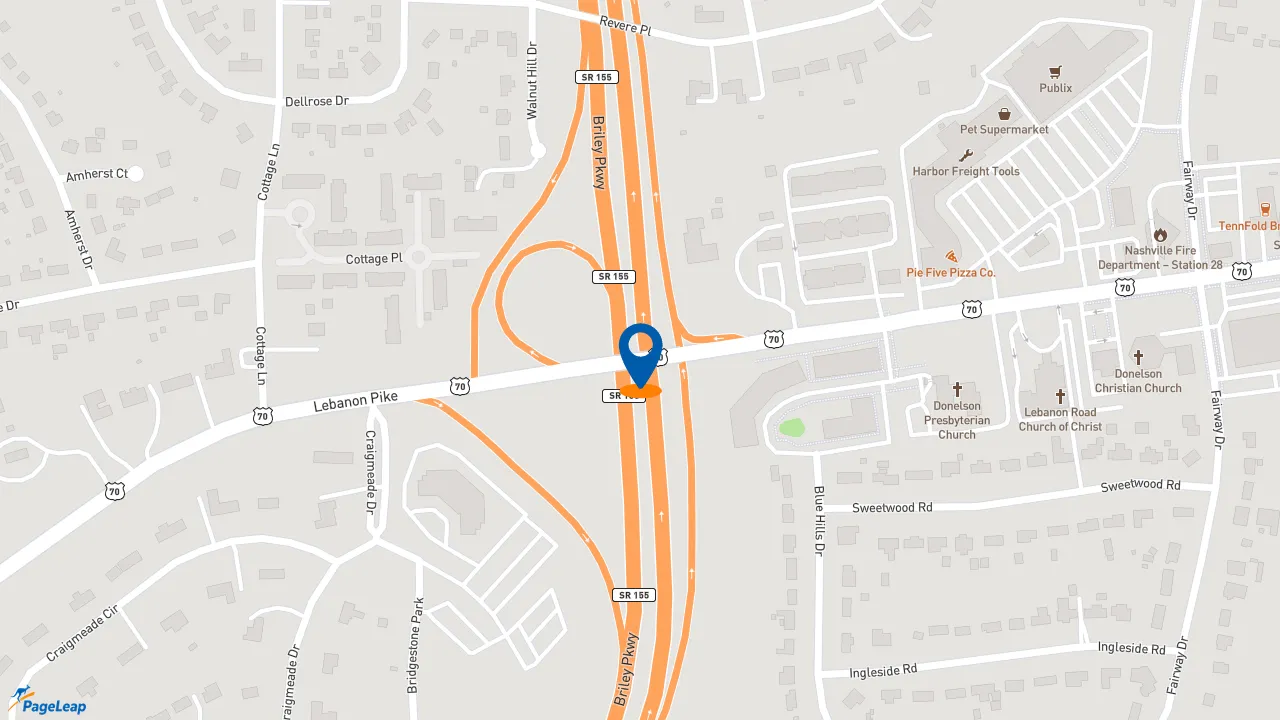 https://pageleap.com map showing location of Jersey Mike&#039;s Subs in Nashville.