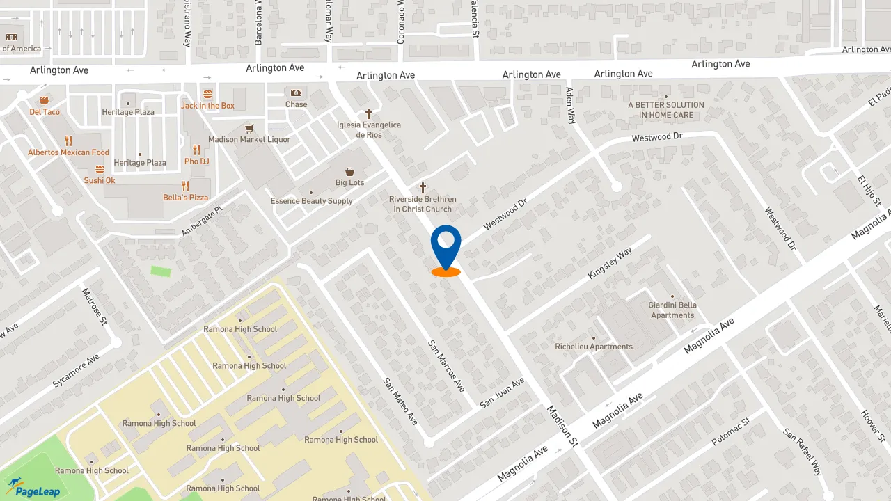 https://pageleap.com map showing location of Jersey Mike&#039;s Subs in Riverside.