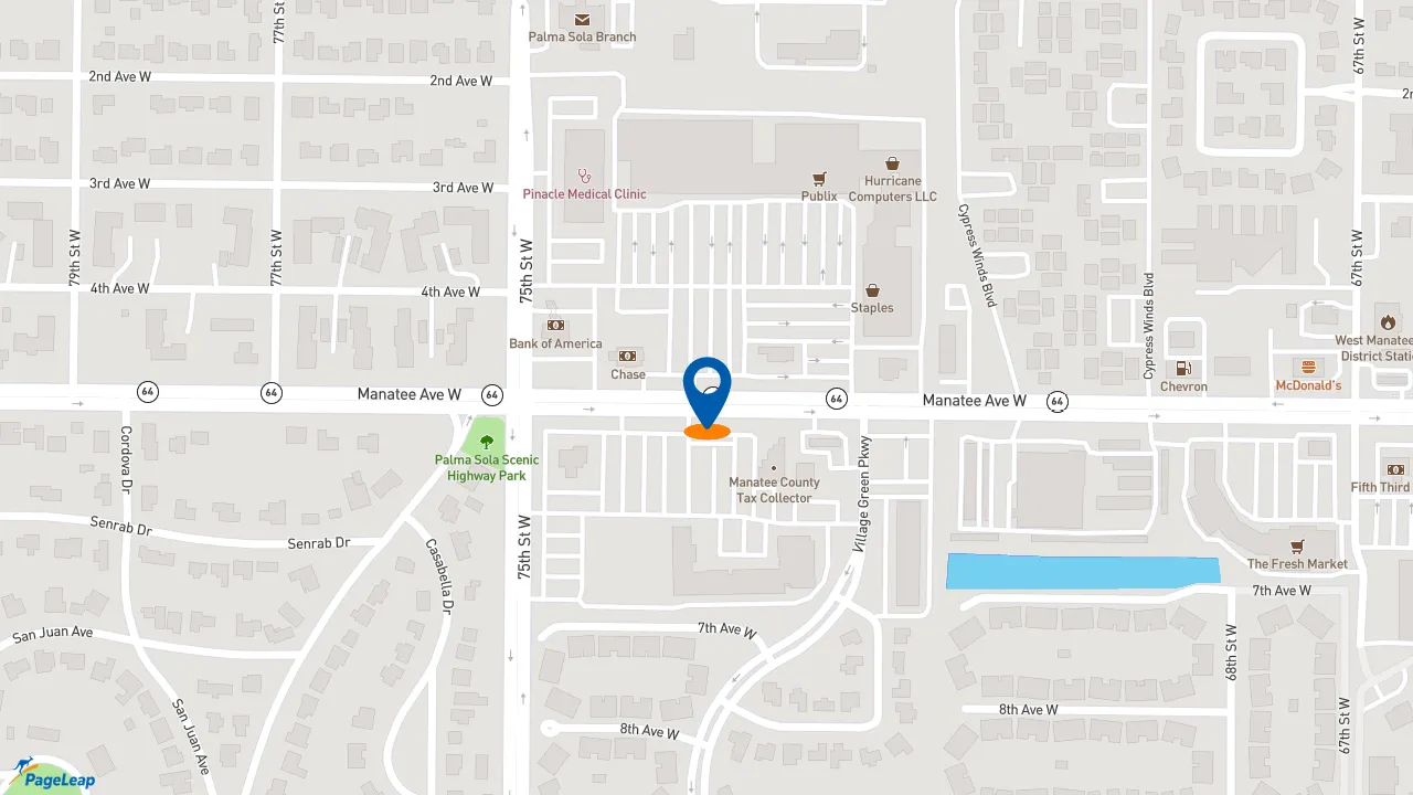 https://pageleap.com map showing location of Jersey Mike&#039;s Subs in Bradenton.