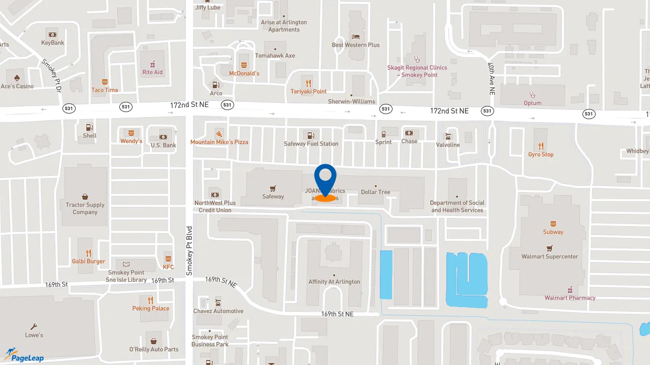 https://pageleap.com map showing location of Jersey Mike&#039;s Subs in Arlington.