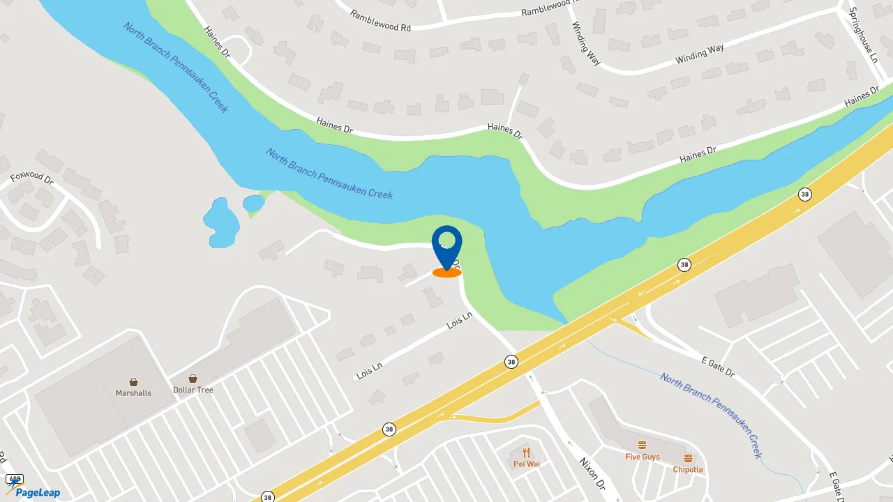 https://pageleap.com map showing location of Jersey Mike&#039;s Subs in Moorestown.