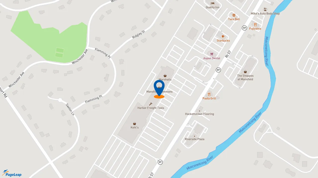 https://pageleap.com map showing location of Jersey Mike&#039;s Subs in Hackettstown.