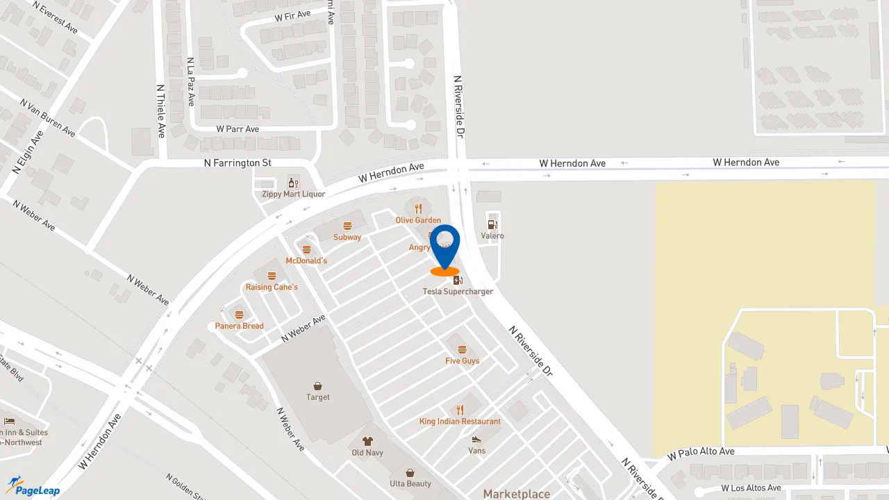 https://pageleap.com map showing location of Jersey Mike&#039;s Subs in Fresno.
