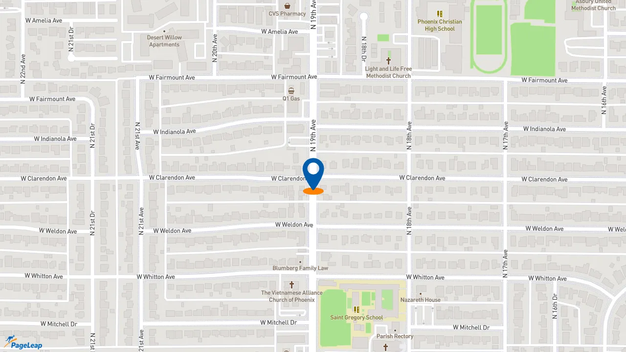 PageLeap.com map showing location of Jersey Mike's Subs in Phoenix.