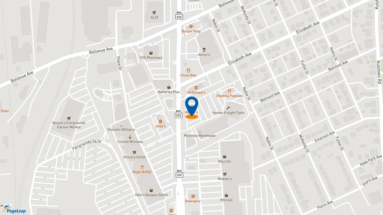 https://pageleap.com map showing location of Jersey Mike&#039;s Subs in Reading.