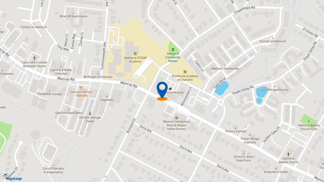 https://pageleap.com map showing location of Jersey Mike&#039;s Subs in Charlotte.