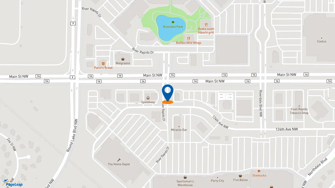 https://pageleap.com map showing location of Jersey Mike&#039;s Subs in Coon Rapids.