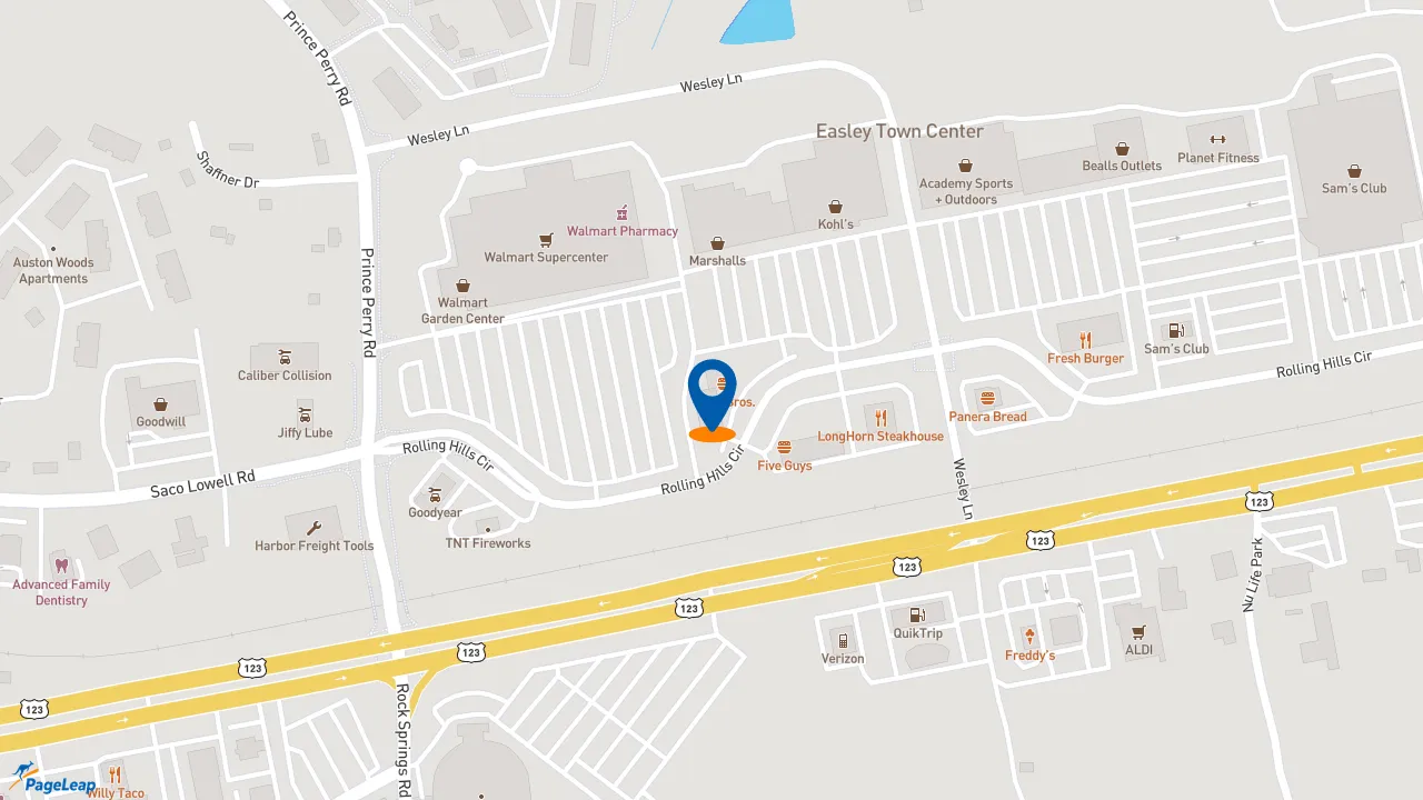 https://pageleap.com map showing location of Jersey Mike&#039;s Subs in Easley.
