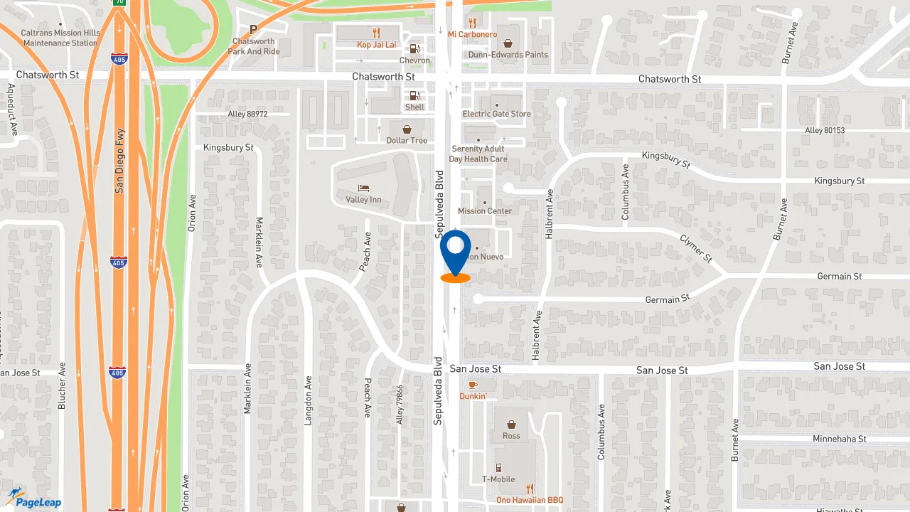 https://pageleap.com map showing location of Jersey Mike&#039;s Subs in Mission Hills.