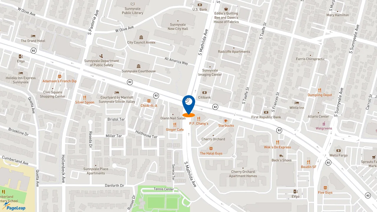 https://pageleap.com map showing location of Jersey Mike&#039;s Subs in Sunnyvale.