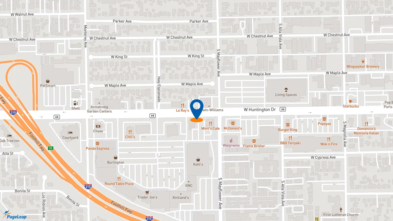 https://pageleap.com map showing location of Jersey Mike&#039;s Subs in Monrovia.