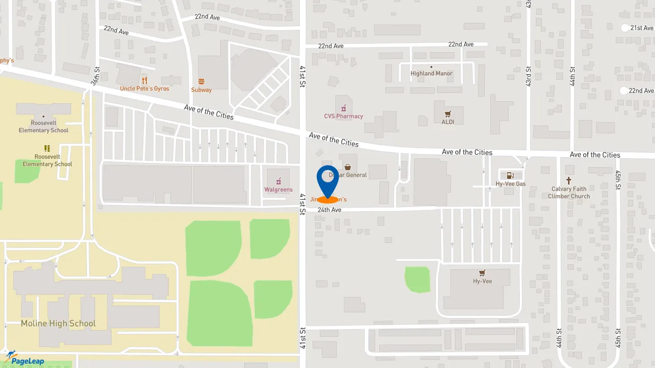 https://pageleap.com map showing location of Jimmy John&#039;s in Moline.