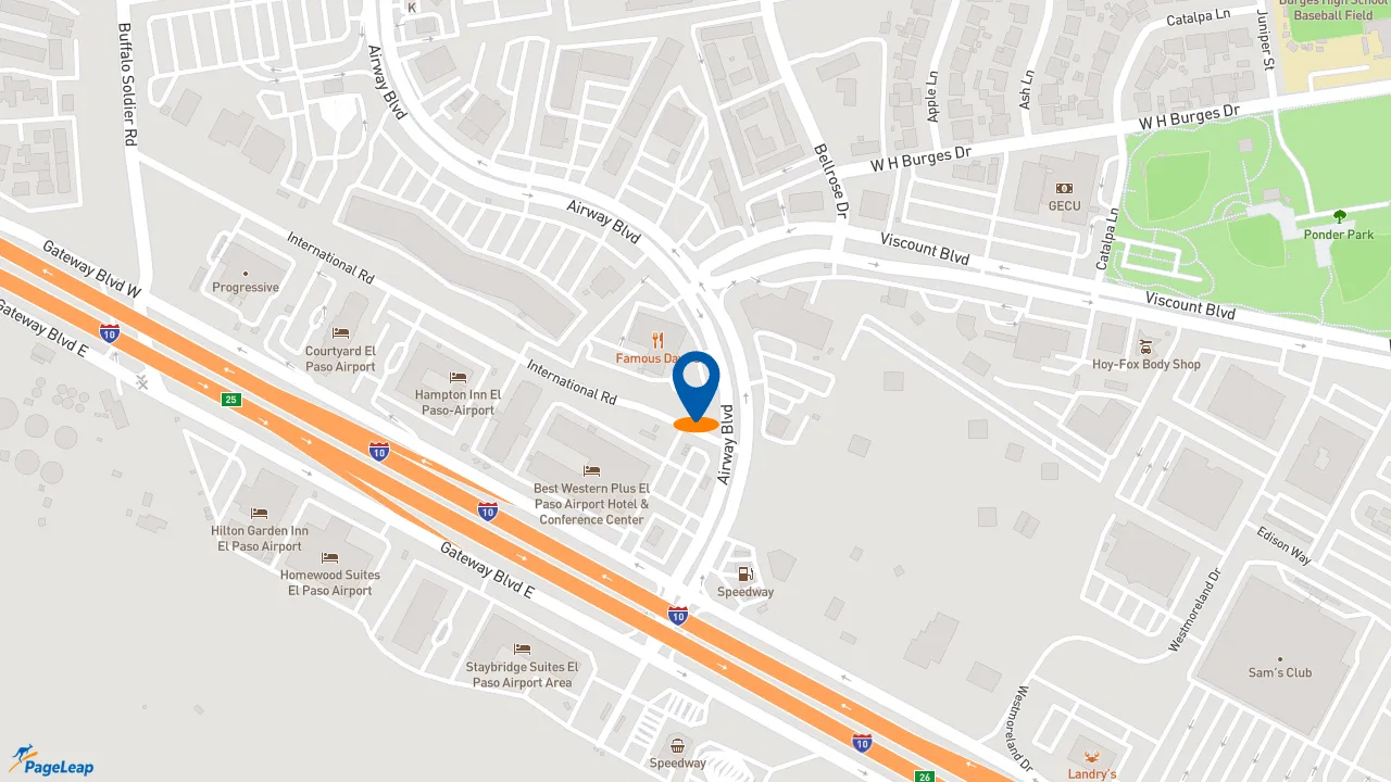 https://pageleap.com map showing location of Jimmy John&#039;s in El Paso.