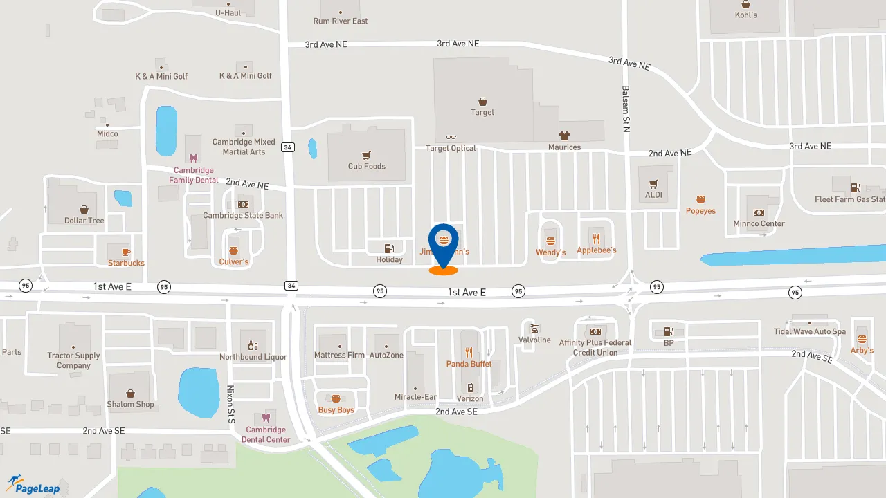 https://pageleap.com map showing location of Jimmy John&#039;s in Cambridge.
