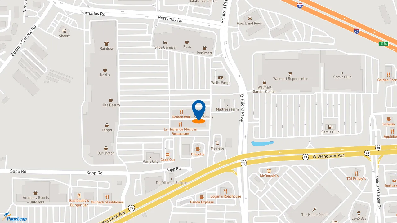 https://pageleap.com map showing location of Jimmy John&#039;s in Greensboro.