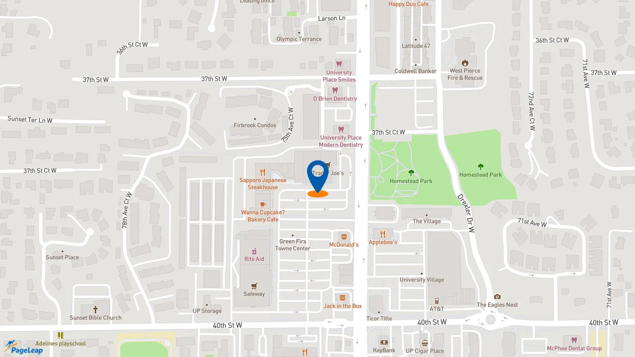 https://pageleap.com map showing location of Jimmy John&#039;s in University Place.
