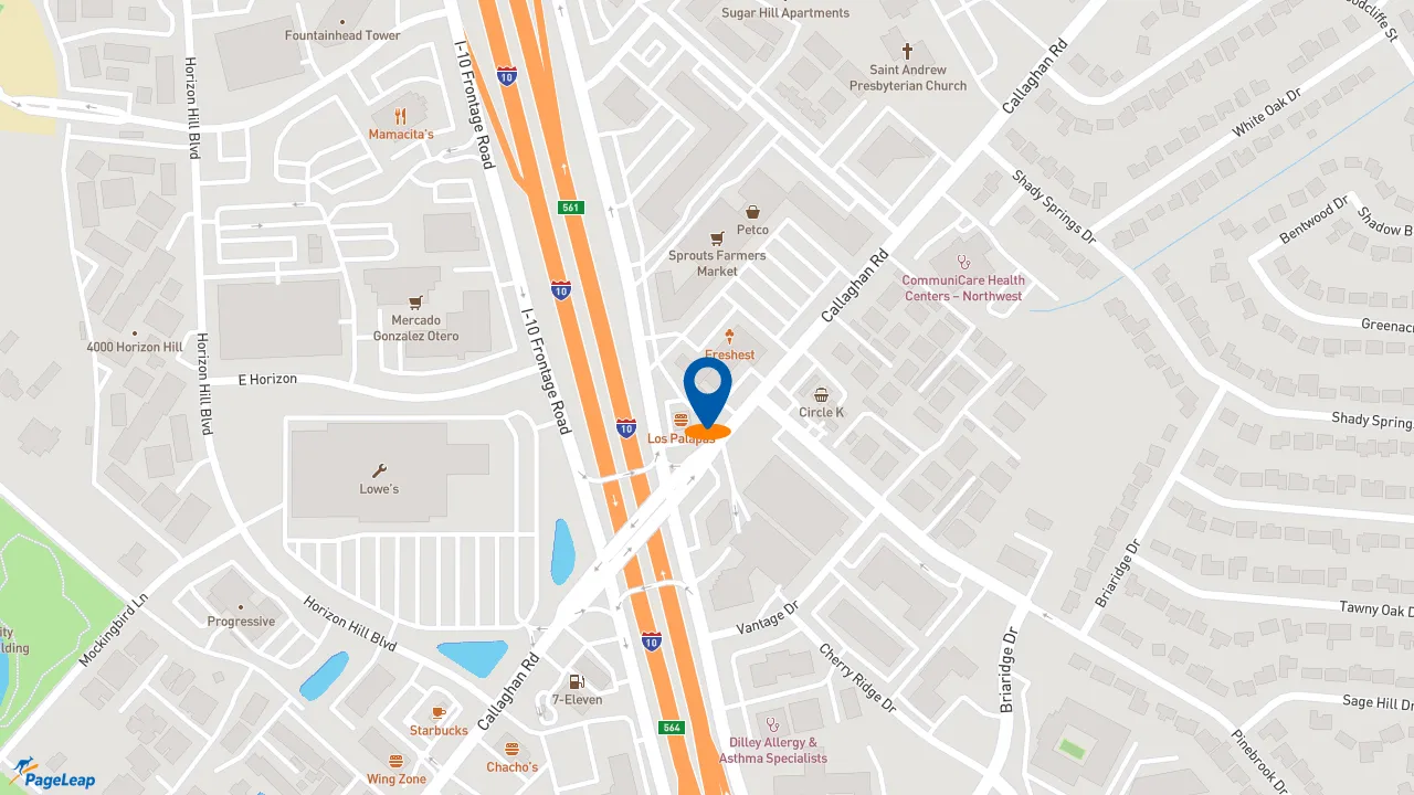 https://pageleap.com map showing location of Jimmy John&#039;s in San Antonio.